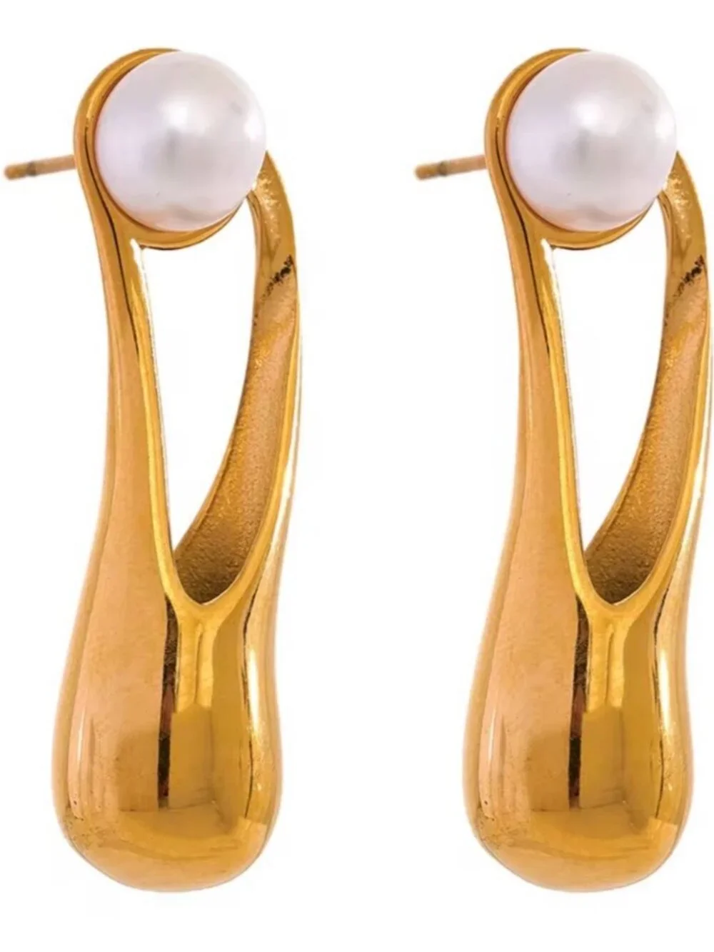 Gold color and Pearl Drop Earrings